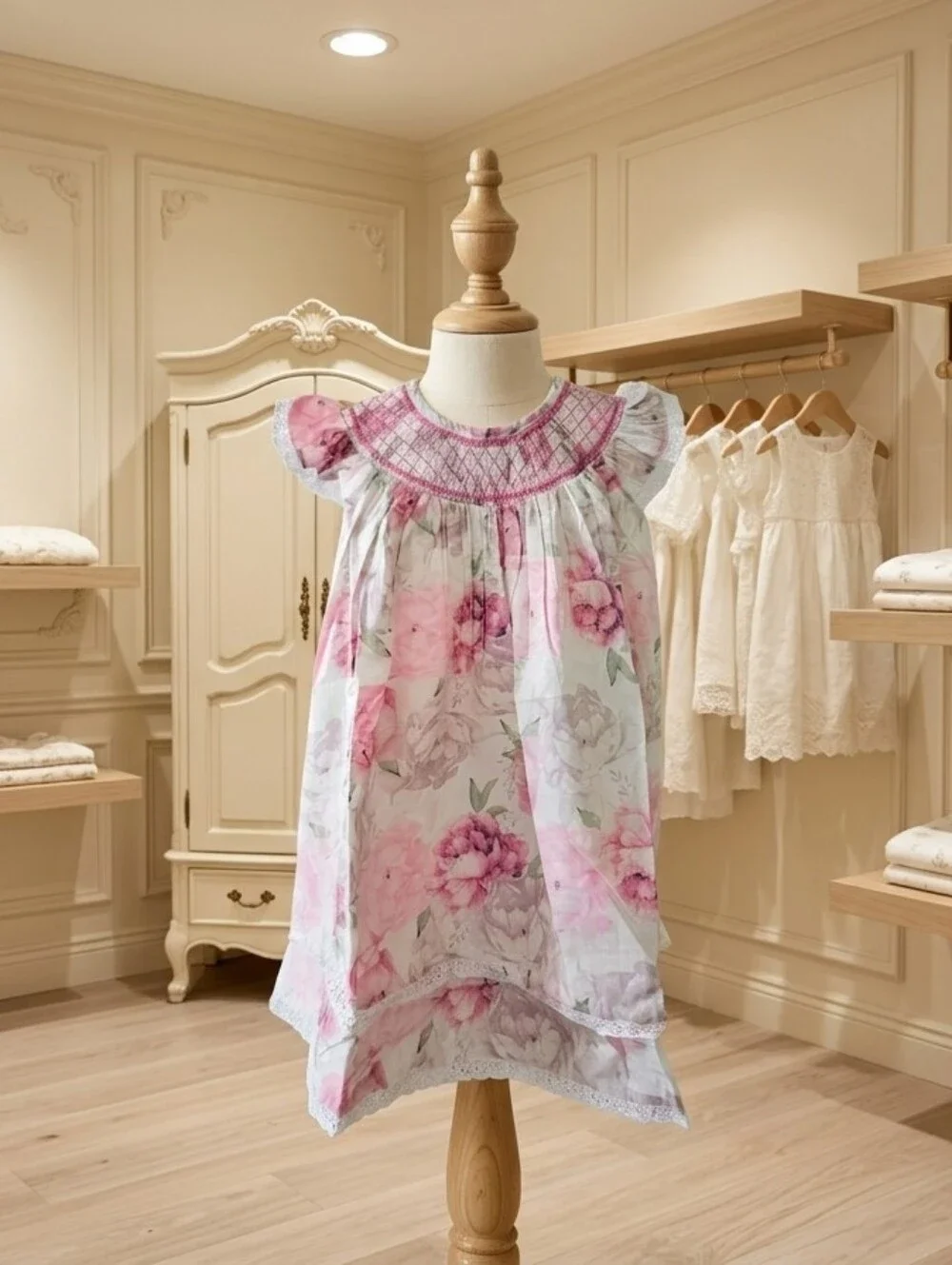 Lil Cactus Blush Pink Rose Smocked Dress | Size 3T